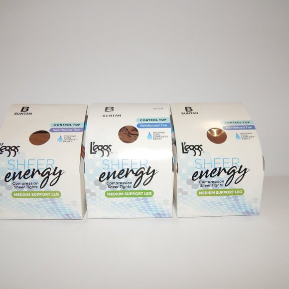 6 Size B - L'eggs Sheer Energy Stockings Leggs Control Top Pantyhose Bundle - Picture 6 of 7